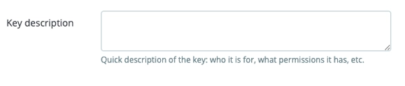 API key description field