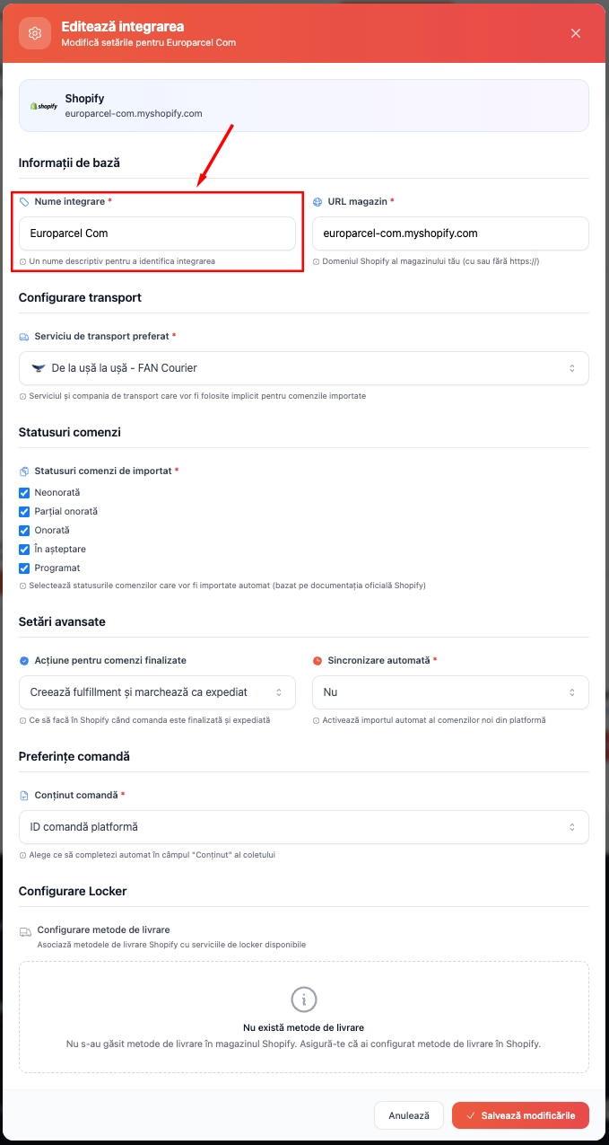 Edit integration name