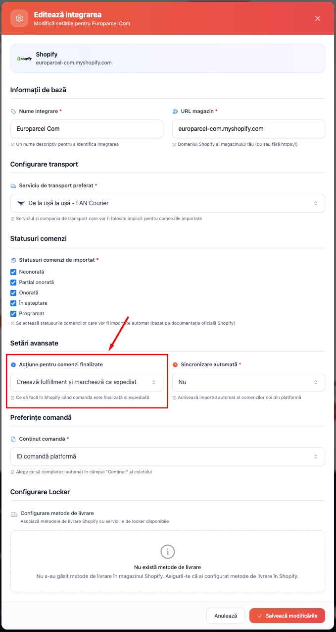 Order completion actions