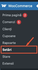 WooCommerce settings menu