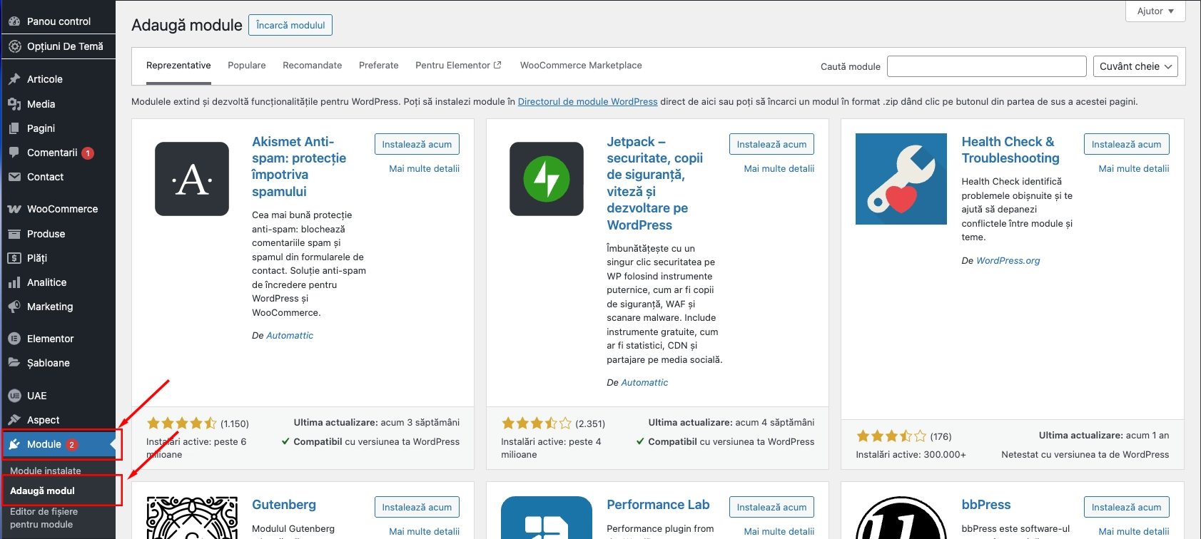 WooCommerce plugins menu